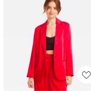 A new day  Red Women's Satin Blazer